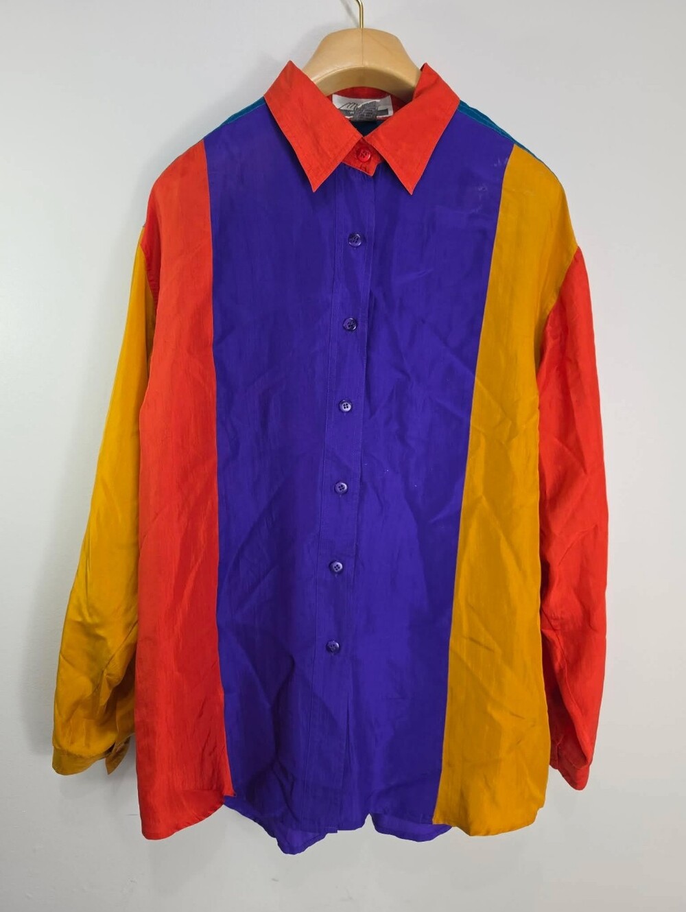 Vintage Marnie West Women's Shirt Medium (Oversized) 100% Silk Colorblock